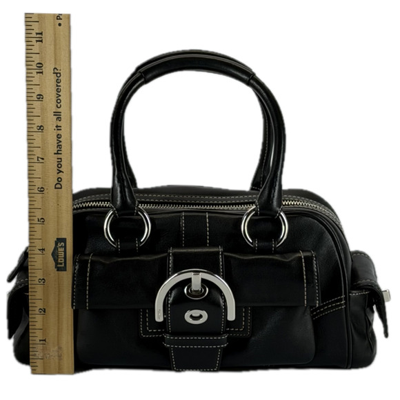 Coach Soho Leather Mini Boston Black Bag 8A10 Bowling Tote Satchel Handbag Y2K - Picture 4 of 16
